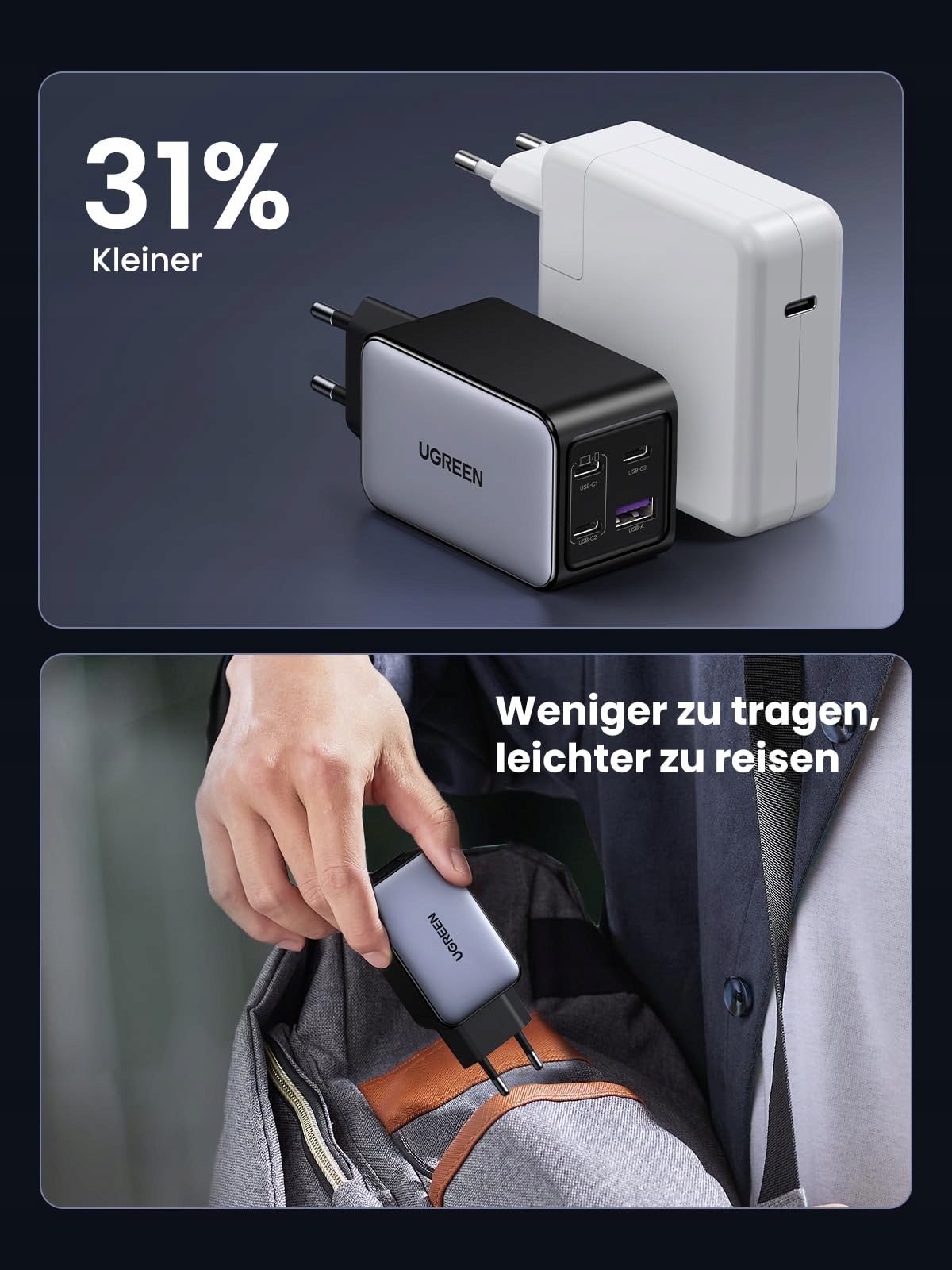 UGREEN Nexode 65W USB C Ładowarka 4-Port GaN Szybkie Ładowanie PD — miniatura 5