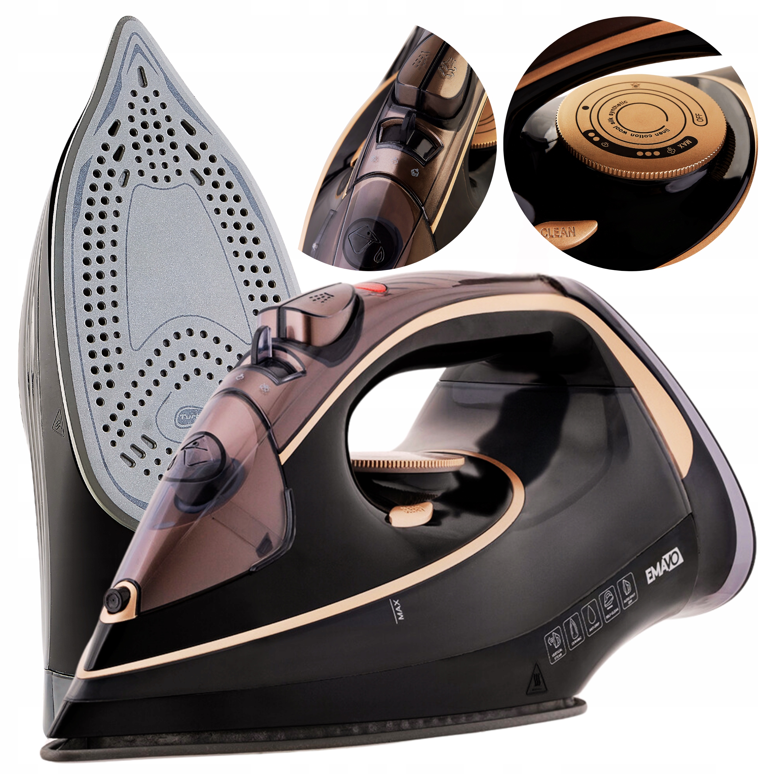 Żelazko Parowe Mocne 3000W Ceramiczne Strażak Anti-drip Anti-calc Ręczne