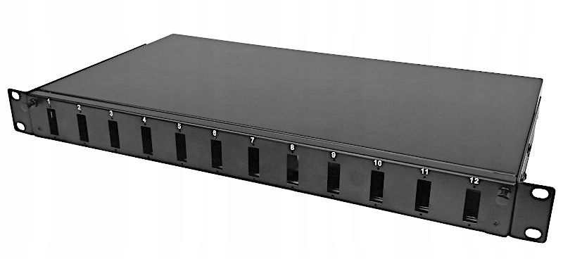 Optický Přepínač Rack Výsuvný 1U 12xSC Duplex 12xLC Quad Černý