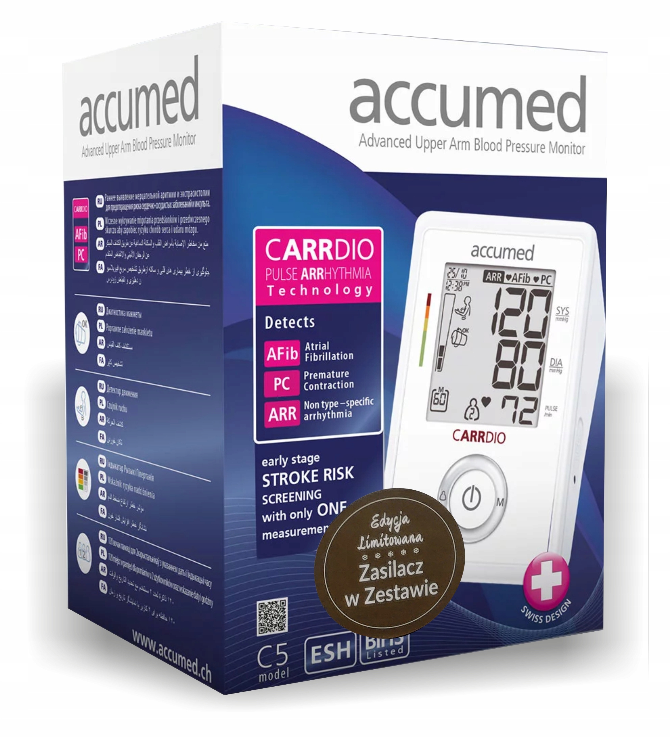 CARRDIO CIŚNIENIOMIERZ NARAMIENNY ARYTMIA ZASILACZ Producent wyrobu medycznego Rossmax Swiss GmbH
