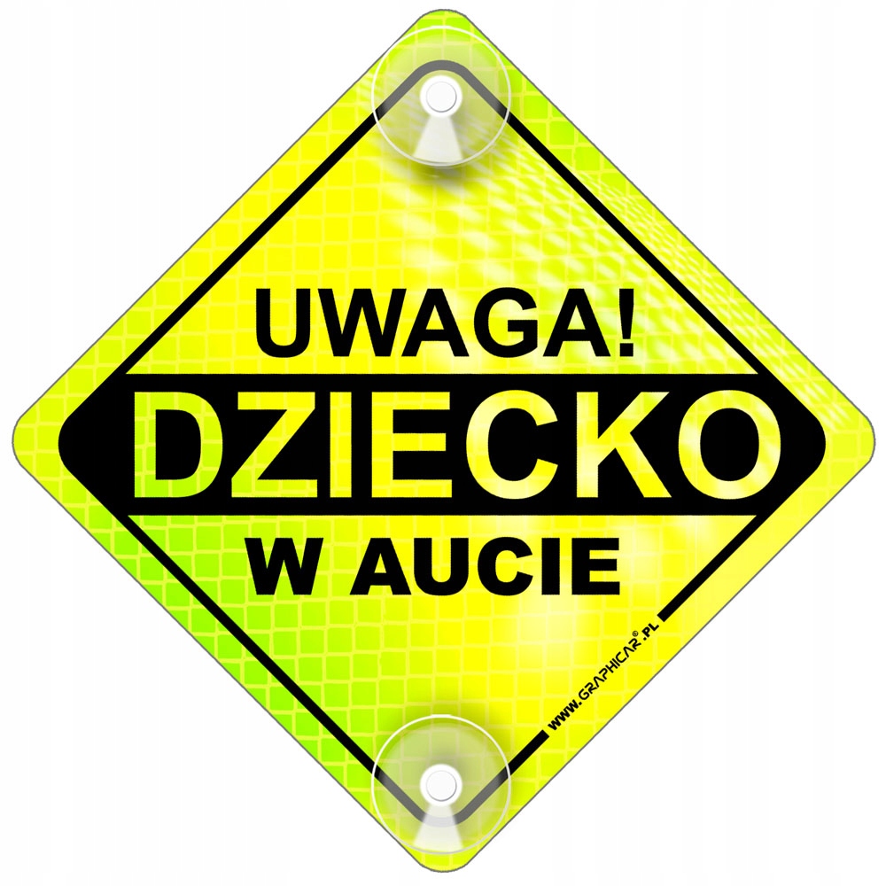 

Tabliczka Uwaga Dziecko W Aucie Neon Przyssawki