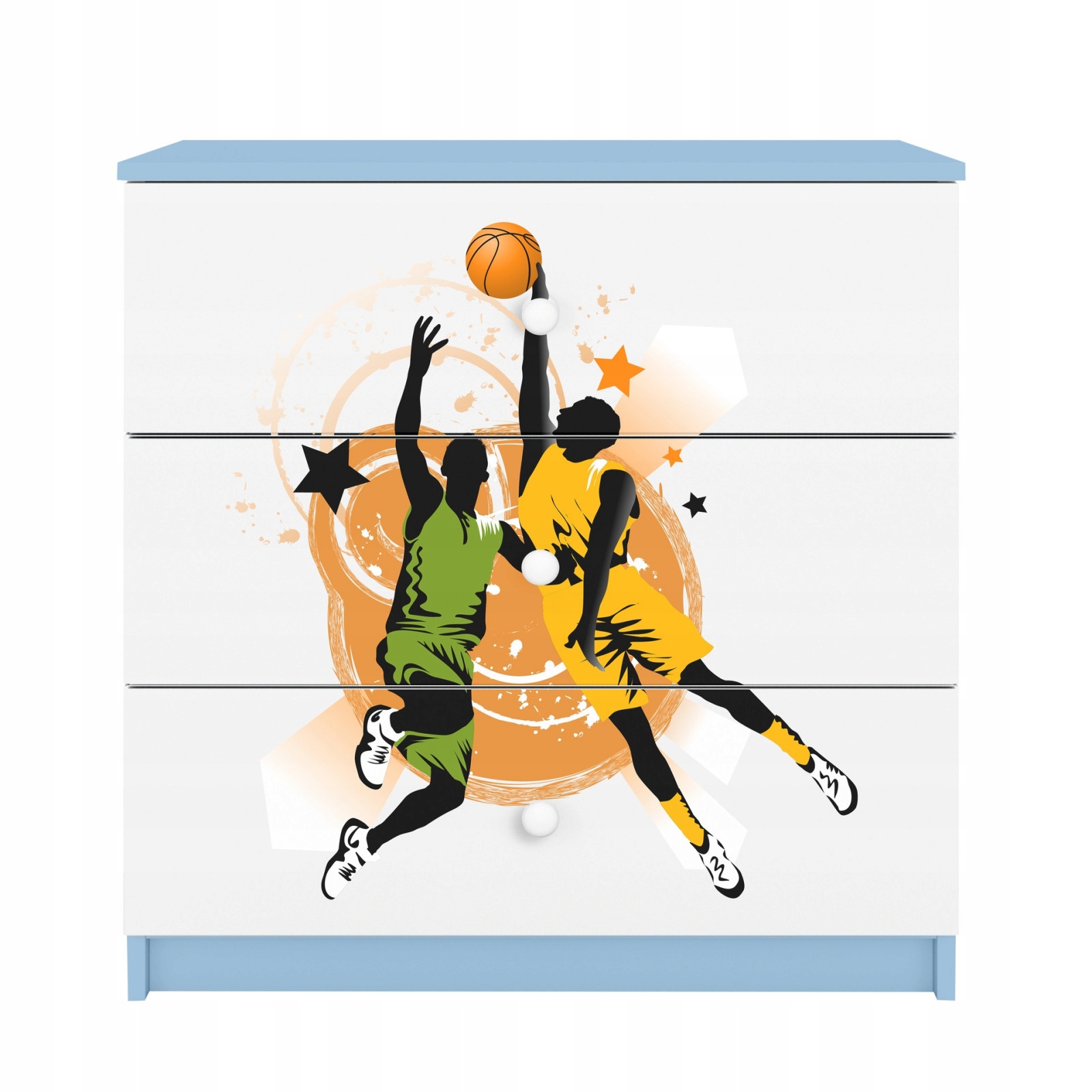 Komoda Babydreams modrá grafika Basketbal 80 cm