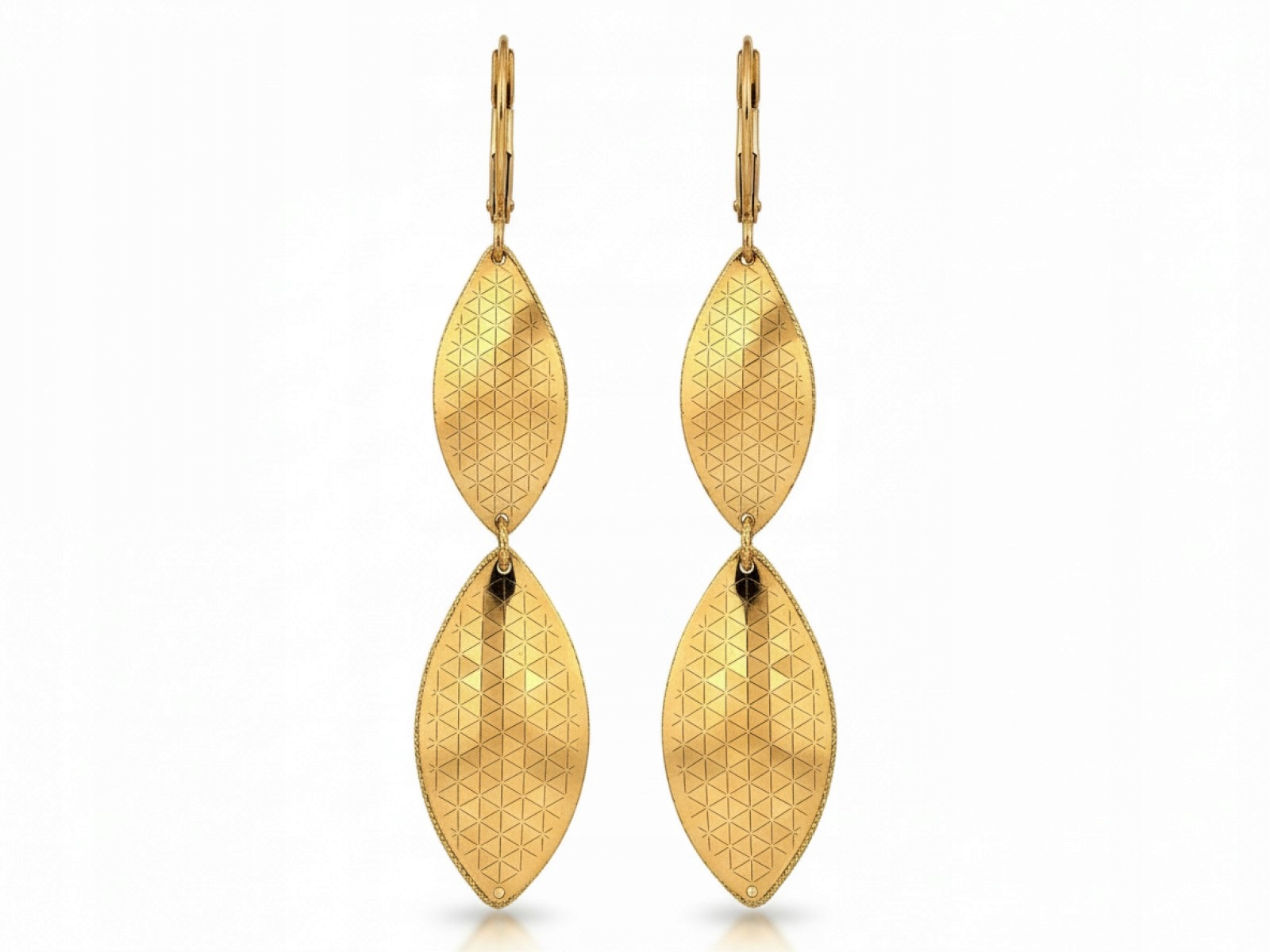 Dámské náušnice ze zlata 585, visící na anglickém lesklém zapínání 14k