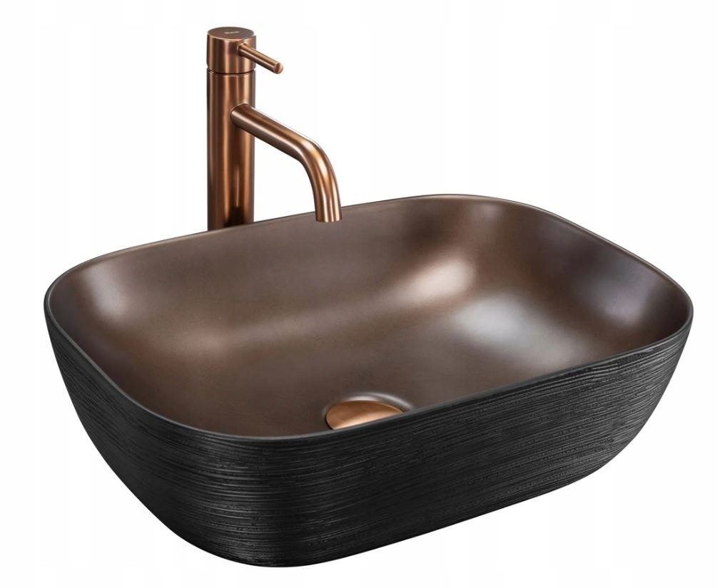 Umyvadlo Belinda Black Brush/copper Na Desku