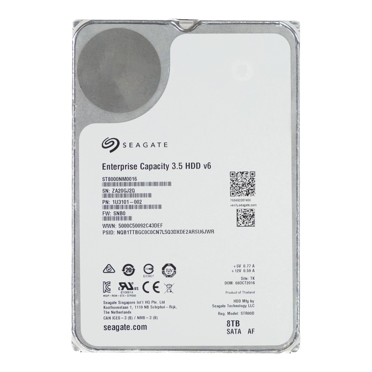 Seagate 8TB 7.2K 256MB Sata III 3.5'' ST8000NM0016