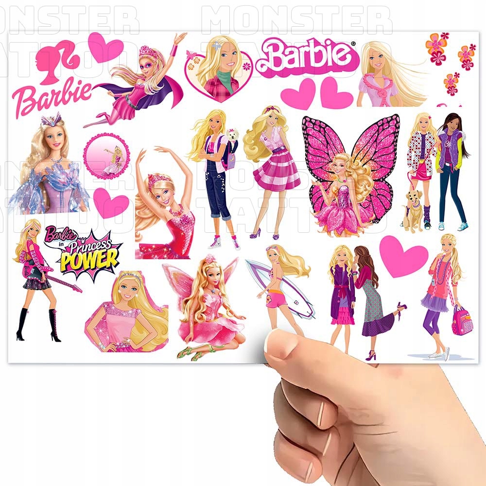 TATUAŻE ZMYWALNE TYMCZASOWE DLA DZIECI DZIECIĘCE BARBIE WZORY ORYGINALNE Typ naklejka