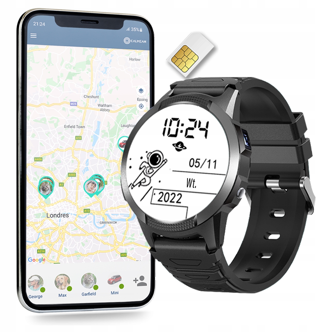 

Smartwatch Zegarek Calmean Hoop 4G Gps IP67 czarny