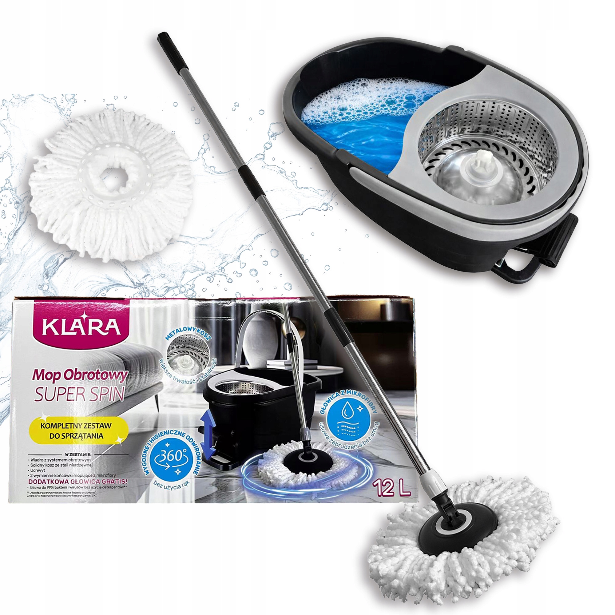 Levně 360° Rotační Mop Rotační Kbelík Spin+bonus Vložka Z Mikrovlákna