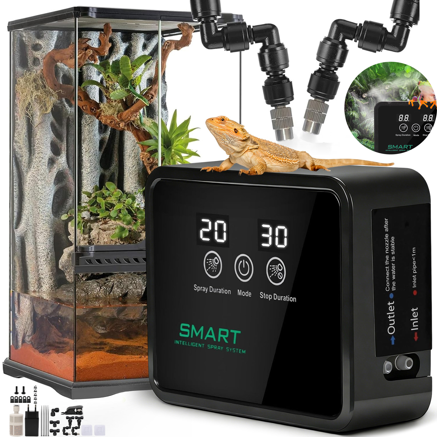 Levně Smart Zavlažovač Do Terária Pro Plazy Obojživelník Agama Gekon S Časovačem