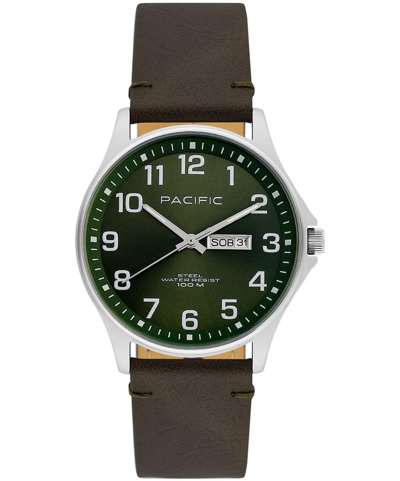 Pacific Polska SMA-1073D-04 zelené hodinky s orlem a polskou datumovkou