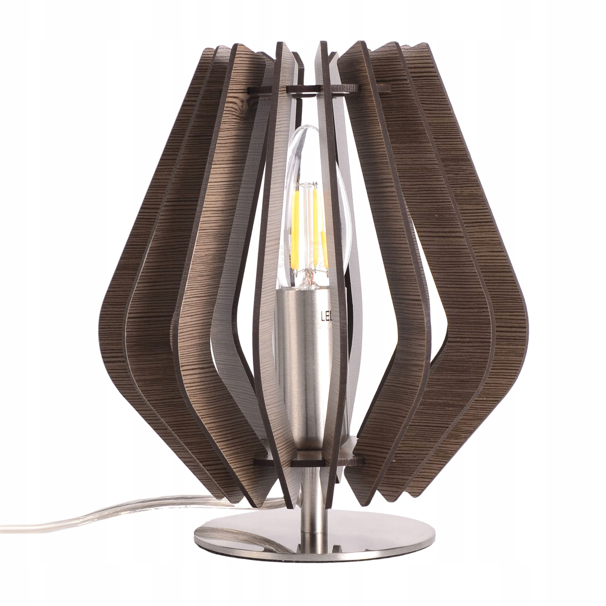 LAMPKA NOCNA - LED - DREWNIANA - BRĄZ - SYPIALNIA - NA SZAFKĘ
