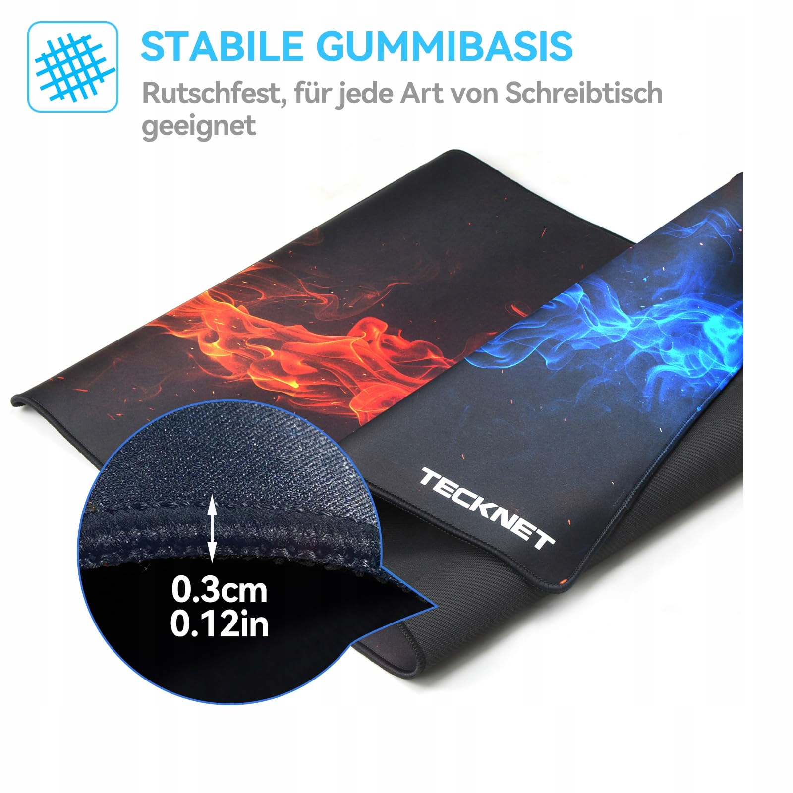 TECKNET Podkładka Gamingowa XXL 900x400 mm Czarna Wodoodporna — miniatura 4