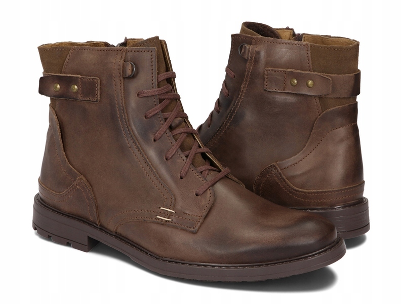 BUTY MĘSKIE SZTYBLETY OCIEPLANE PL SKÓRA 856 BR 41 Model TRZEWIKI
