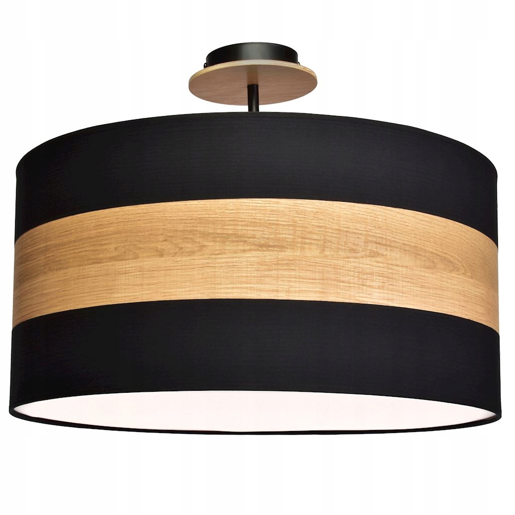 Lampa sufitowa wisząca Zwis Plafon BLACK/DREWNO