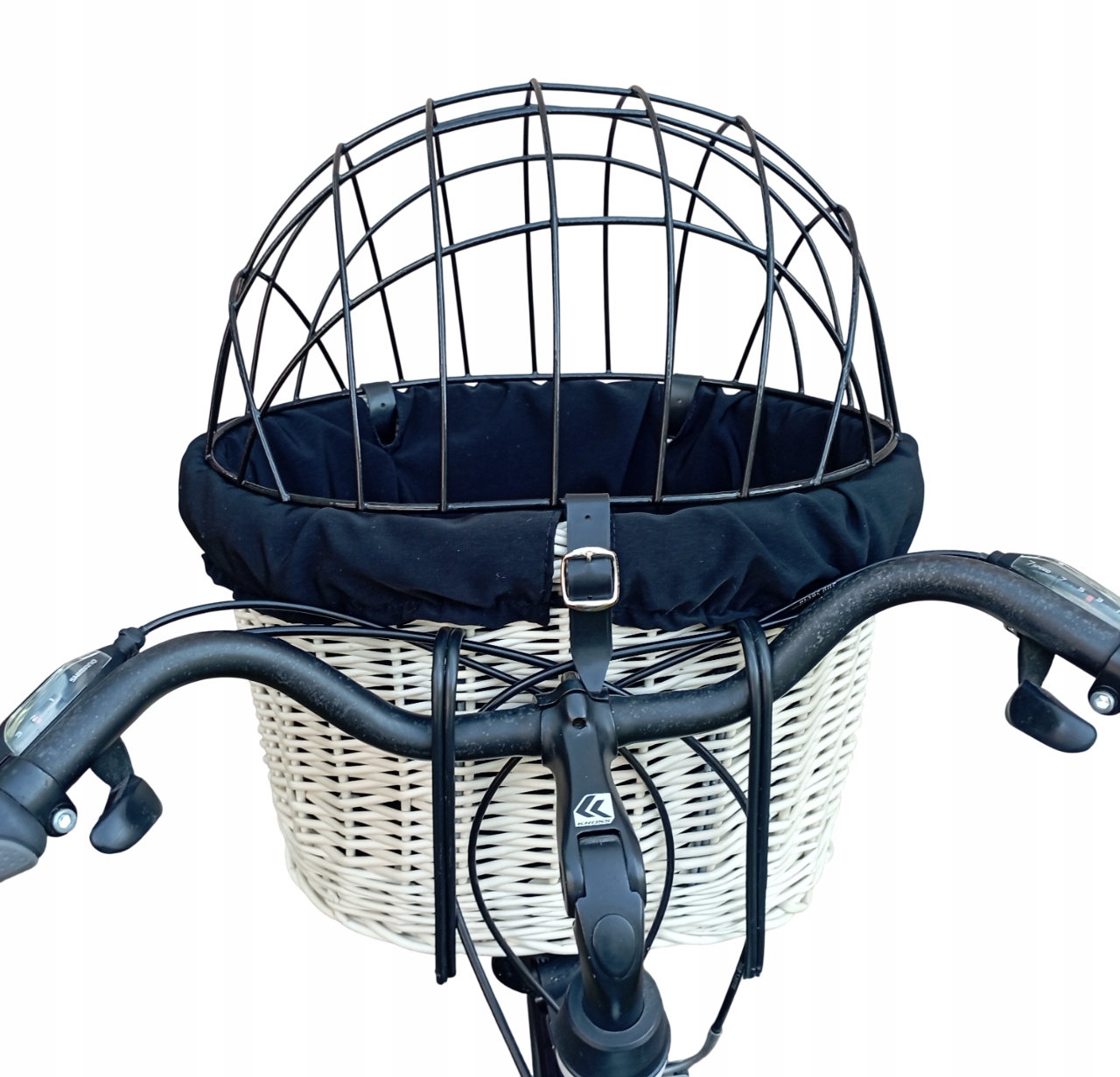 Koszyk wiklinowy na Rower z obszyciem i poduszką Transporter dla Psa do10kg