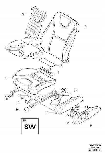 Volvo V40 V40CC levá krytka sedadla řidiče paměťová