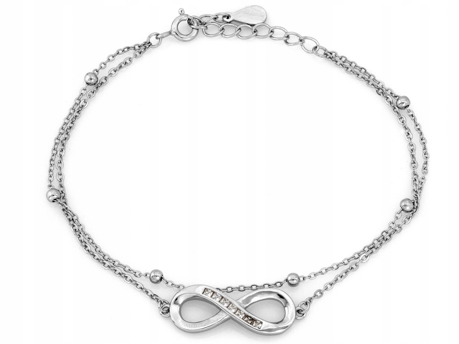 Náramek ze stříbra 925 dvojitý S Nekonečnem A Kuličkami módní r20