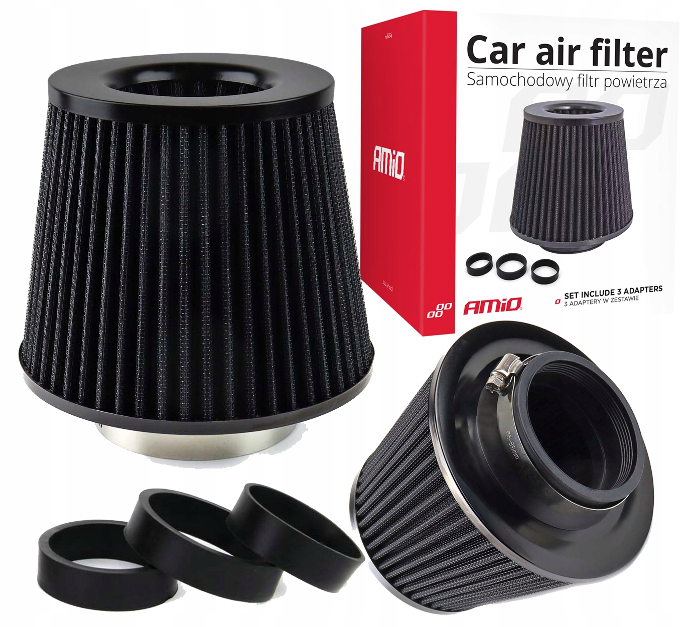 

Filtr Stożkowy Sportowy Czarny Adaptery Stożek