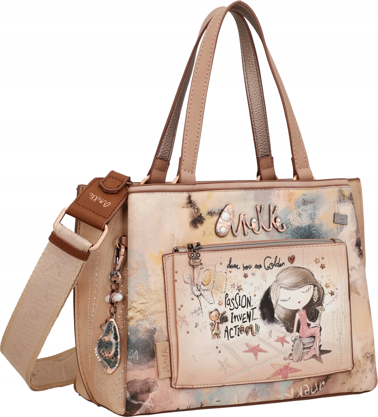 A483 torebka kuferek Shopper Anekke Hollywood 38701-255 szeroki pasek Kolor wielokolorowy