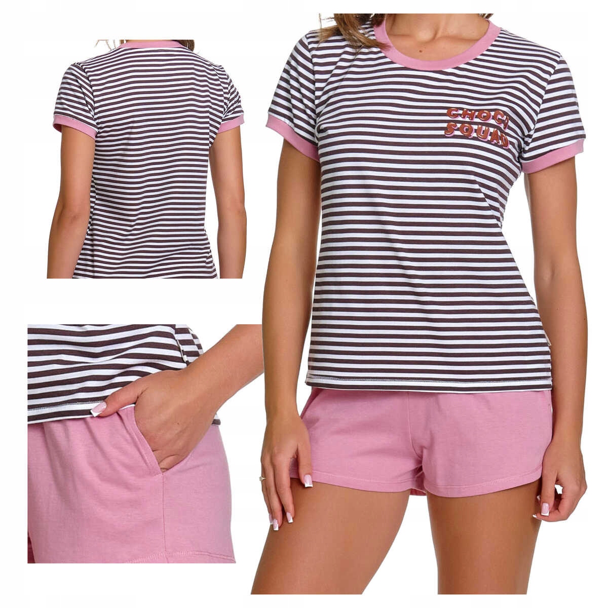 Doctor Nap Dámské bavlněné pyžamo s krátkým rukávem Pm 7403 choco rose M