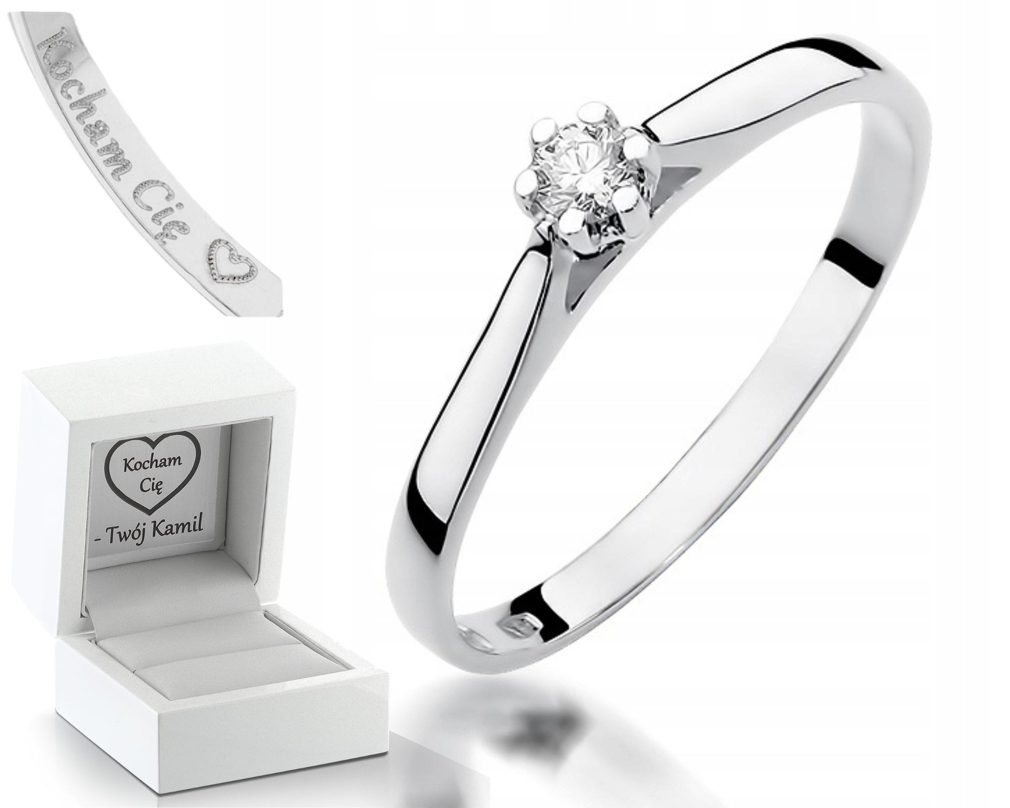 Prstýnek Briliant Bílé Zlato 585 Gravírování Bonus Zlato