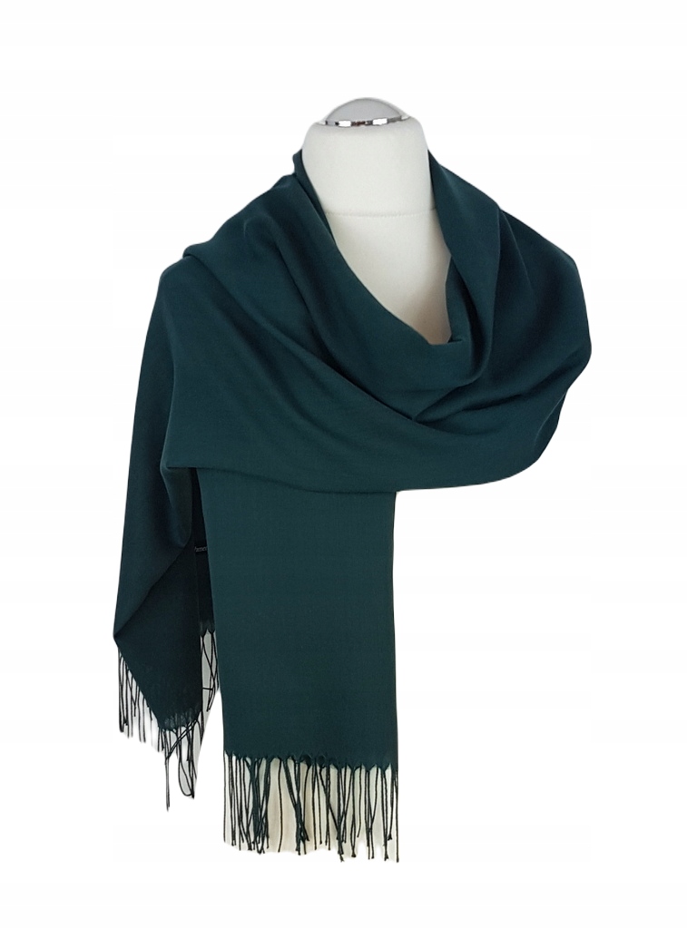 

252 Elegancki Szalik Butelkowa Zieleń Cashmere