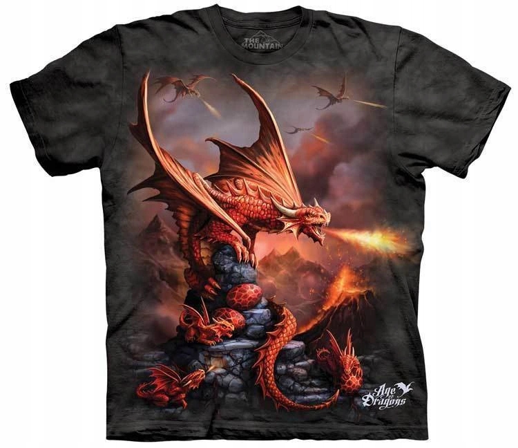 Pánské batikované triko The Mountain Fire Dragon černé XXL