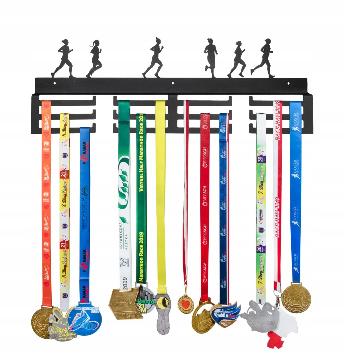 Kovový věšák na medaile 60 cm sportovní s běžeckým vzorem, odolný loft