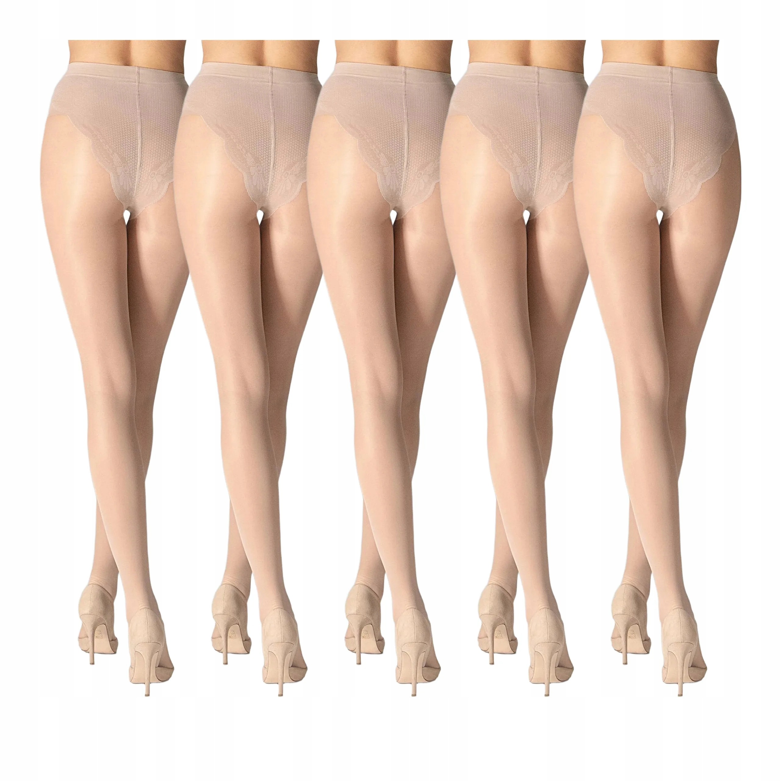 5 párů Punčocháče s modelovací částí 5x Natural 5-XL