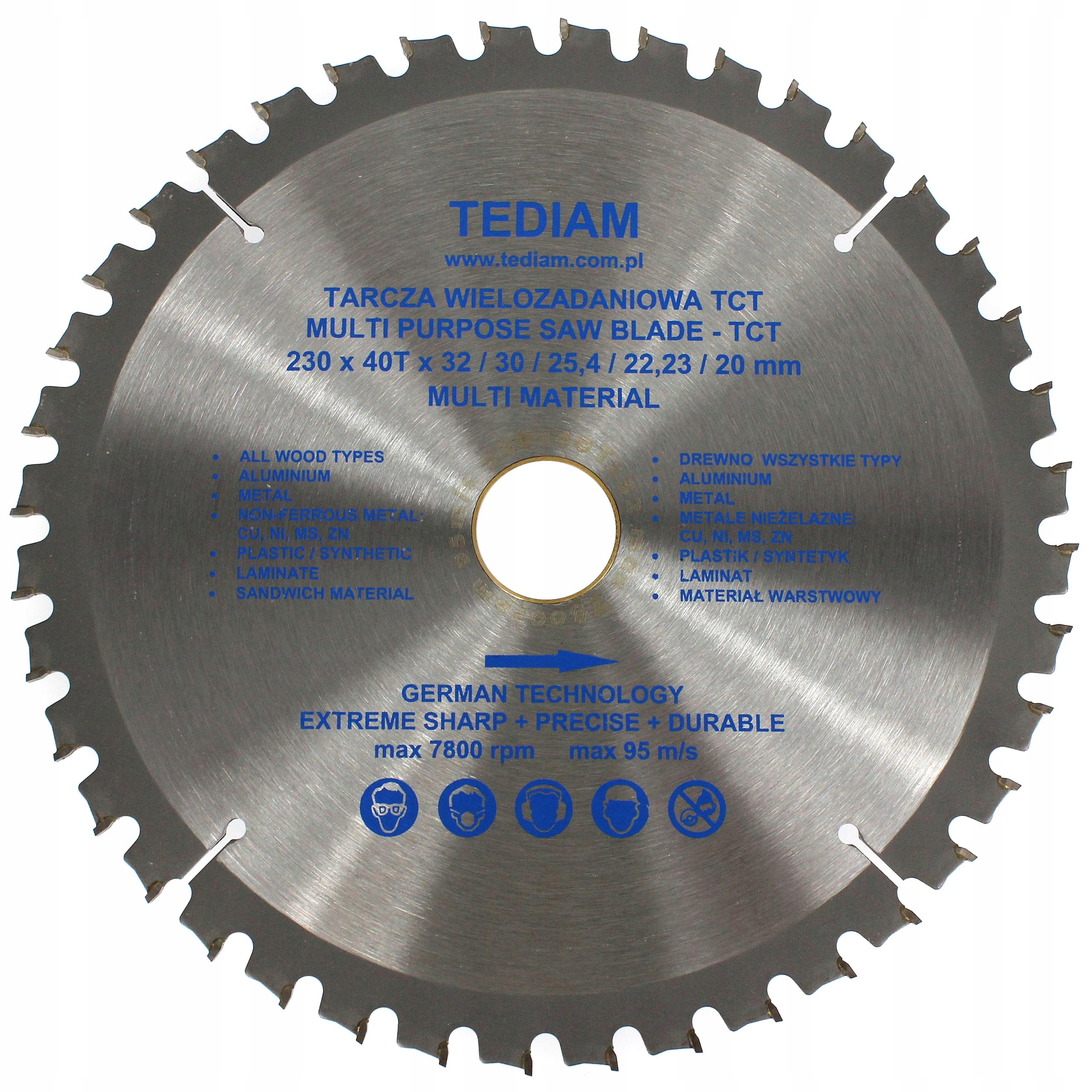 

Tarcza Piła Wielozadaniowa Tct Tediam 230 40z