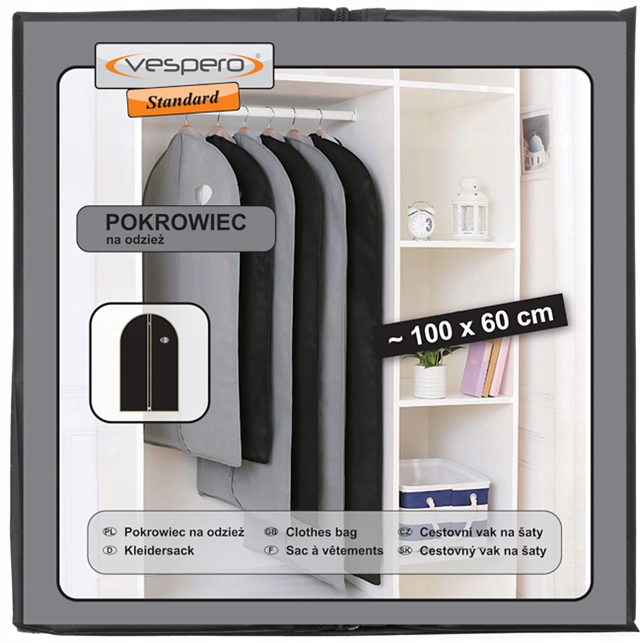 

Vespero Pokrowiec Torba Na Odzież Czarny 100x60cm