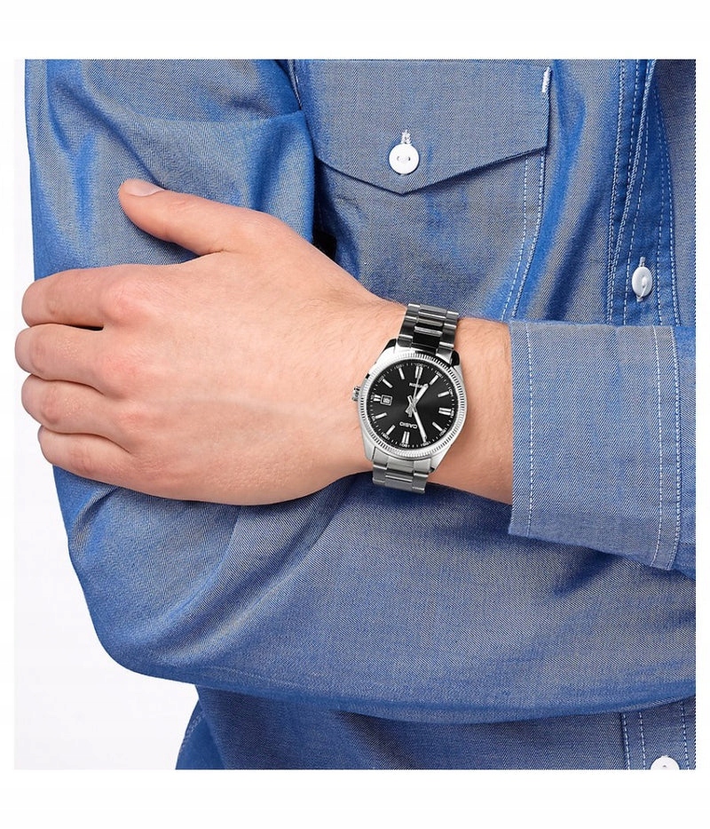 ZEGAREK MĘSKI CASIO MTP-1302PD-1A1VDF (zd072f) + BOX + GRAWER Kolor tarczy czarny