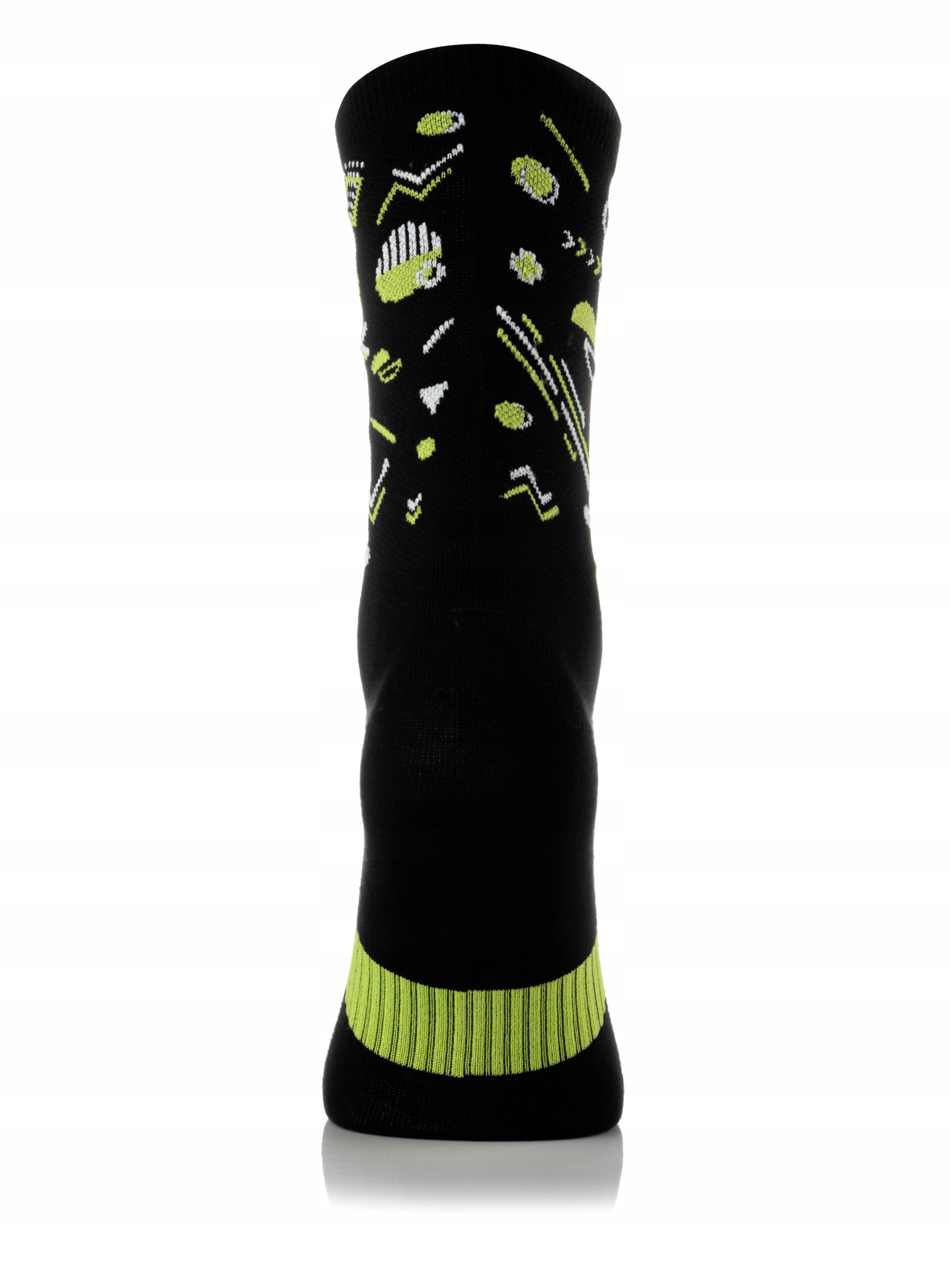 SKARPETKI KOLARSKIE, CZARNE, WZORKI ZIELONE 35-37 Model WS