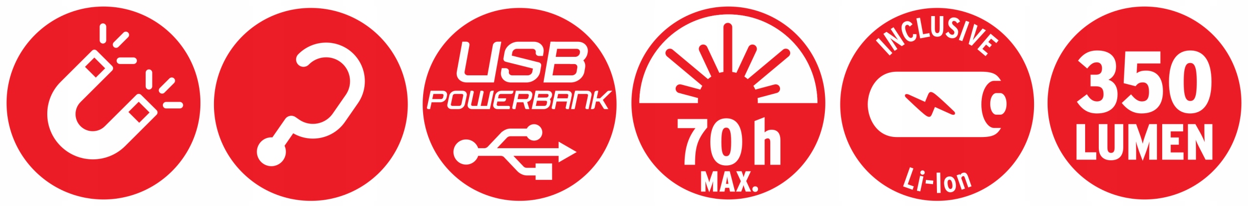 LAMPA AKUMULATOROWA ZEWNĘTRZNA DO ZAWIESZANA MAGNES LATARKA POD NAMIOT Maksymalna siła światła 350 lm