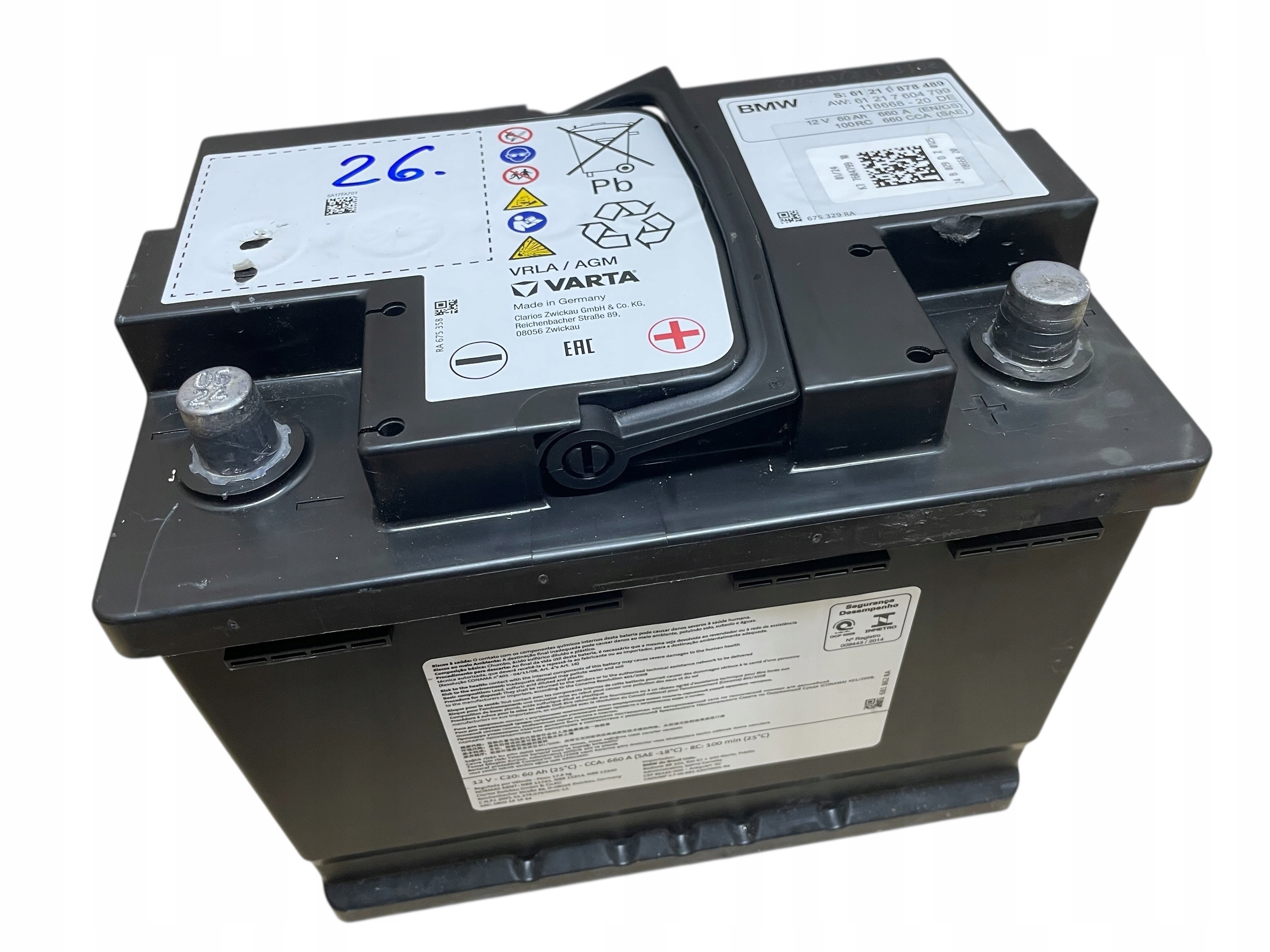 AKUMULATOR AGM START-STOP 12V 60AH 660AH BMW 2024R Original