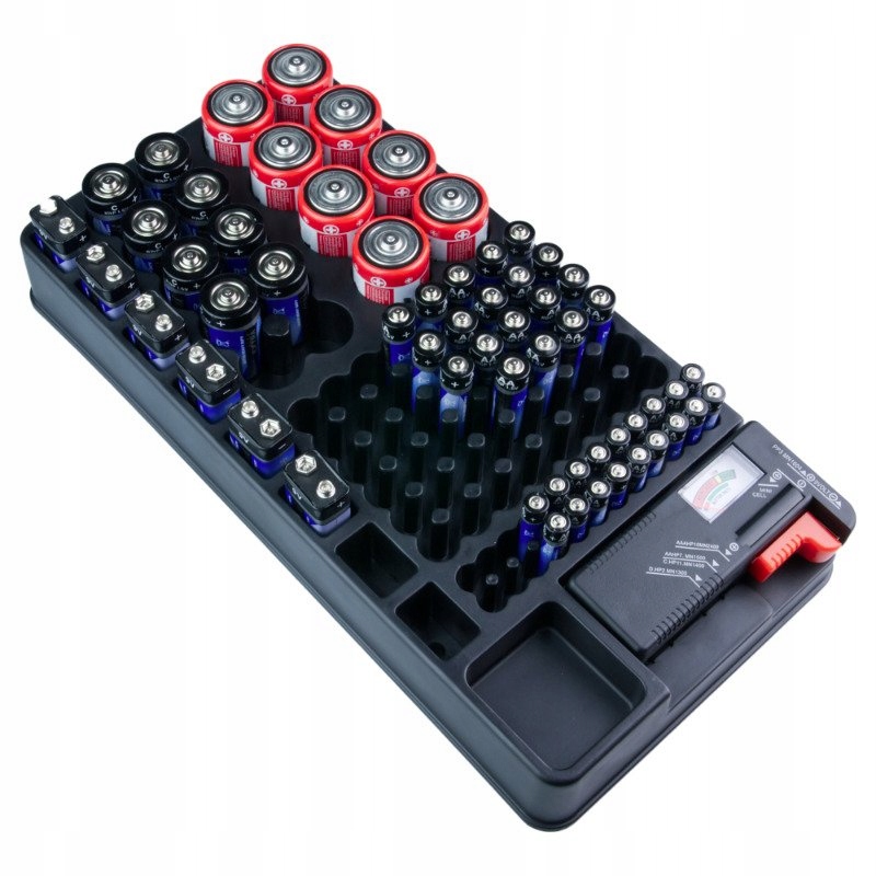 ORGANIZER NA BATERIE Z TESTEREM TESTER BATERII