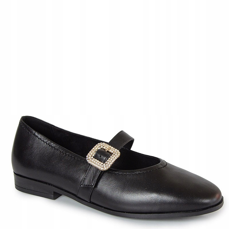 Chebello 4698 Černé Kožené Baleríny Polobotky S Páskem 38