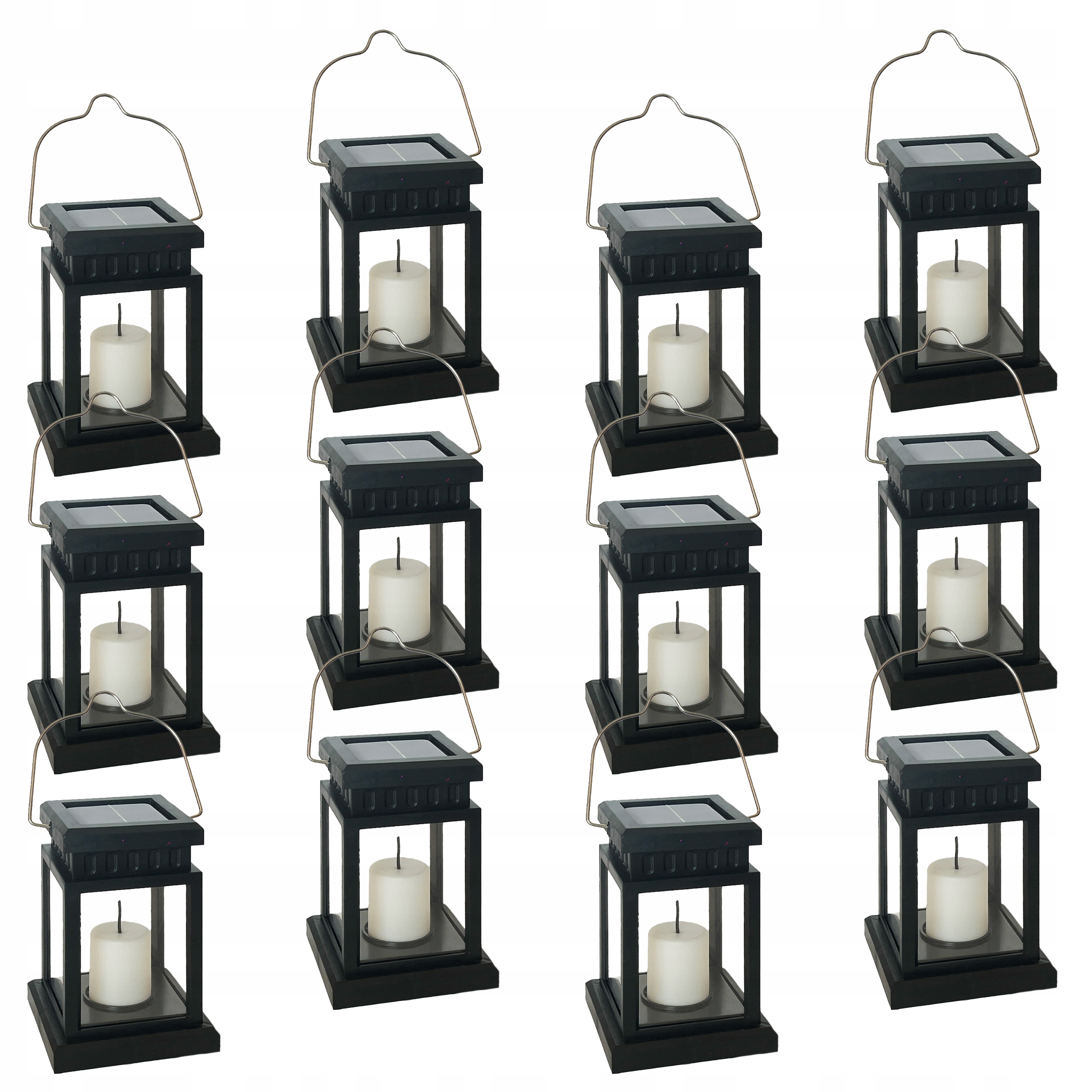 Solárna Náhrobná Sviečka Lampáš Na Hrob Lampáš Napájaný Solárny Čierny Sada 12 Kusov