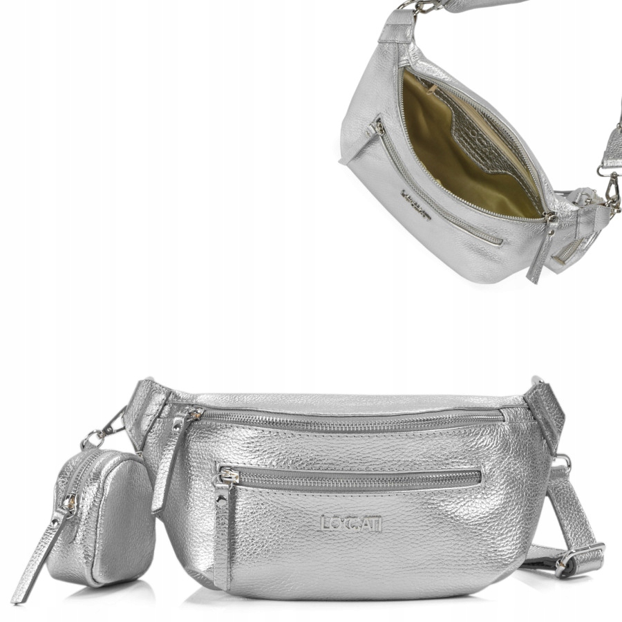

Torebki crossbody nerki damskie skórzane srebrne