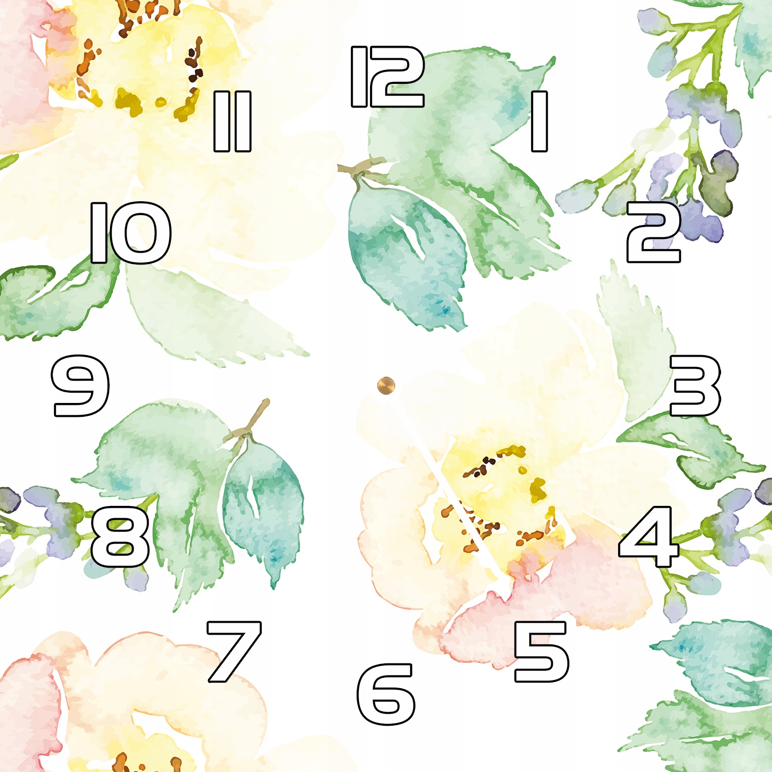 

Zegar szklany na ścianę Kwiaty akwarela 30x30 cm