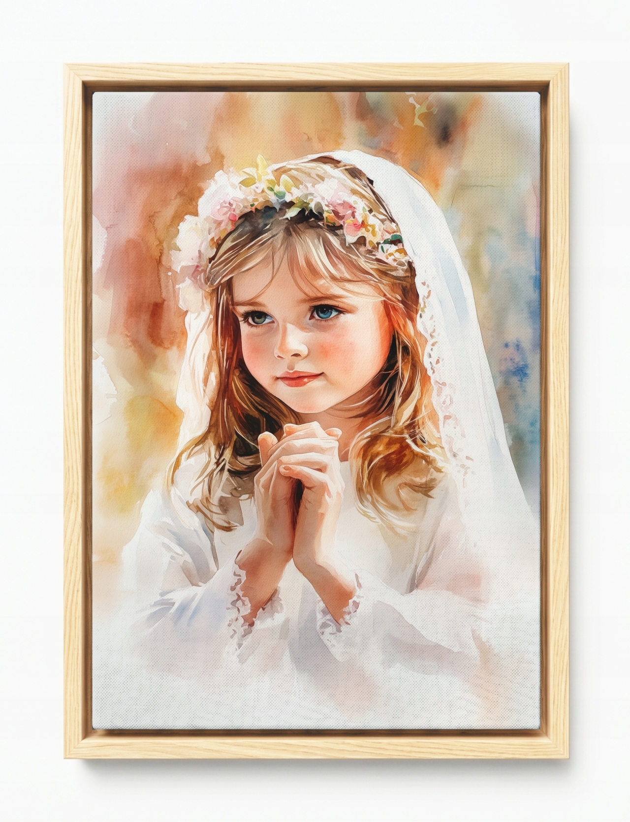 Obraz Rám Americký Box Dívka První Svaté Přijímání Závoj Akvarel 40x60