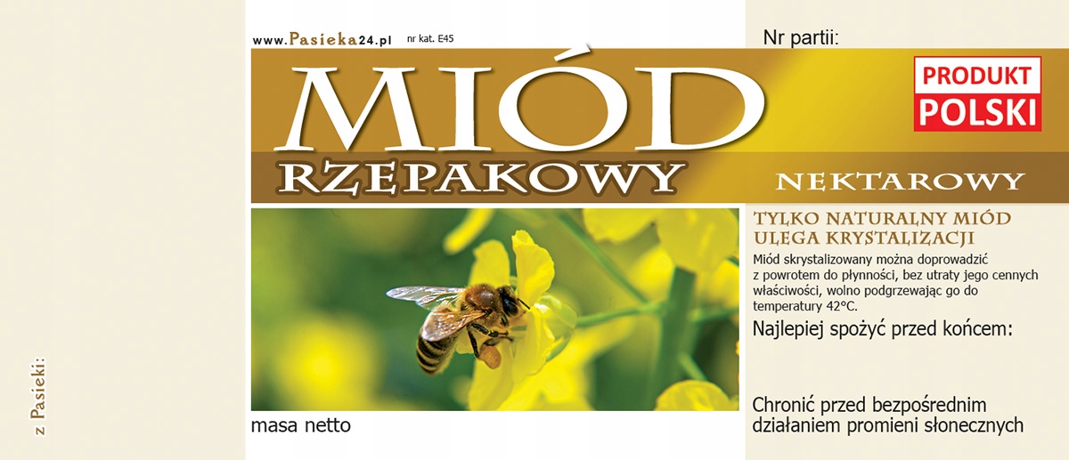 

Etykiety na Miód Rzepakowy (100szt) wzór E45