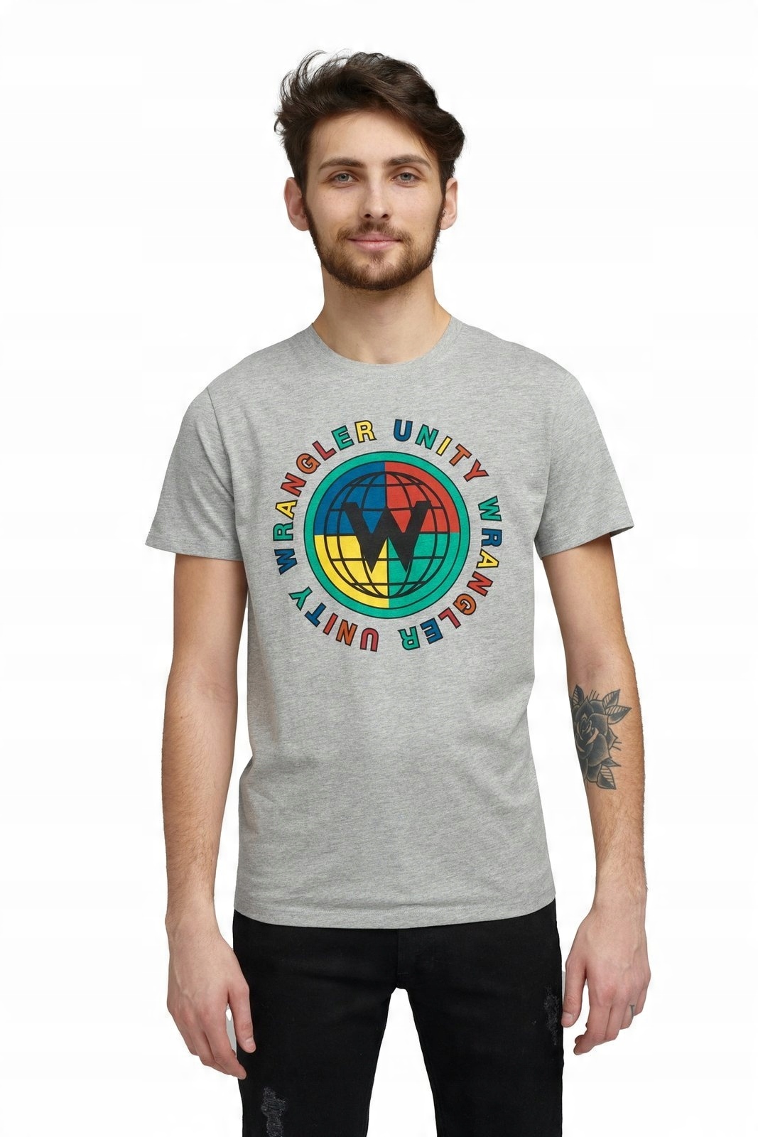 

Wrangler Ss Globe Tee MID Grey Mel W7D9FKX37 L
