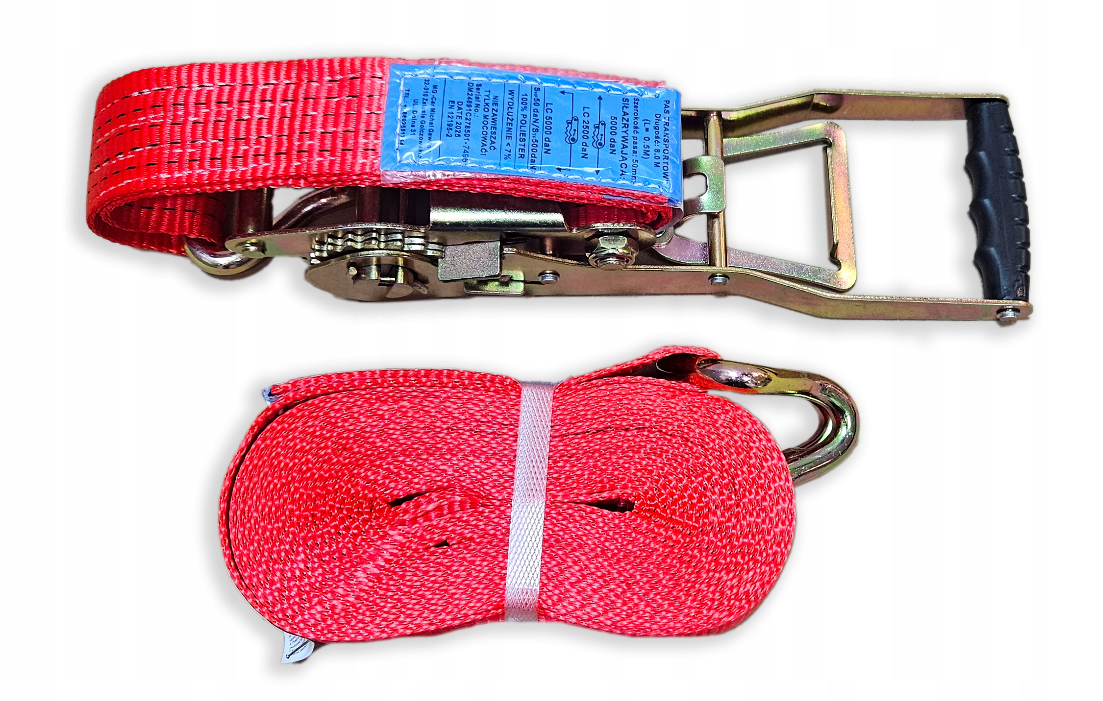 pasy transportowe z napinaczem 8m 5t 50mm mocna klamra Ergo