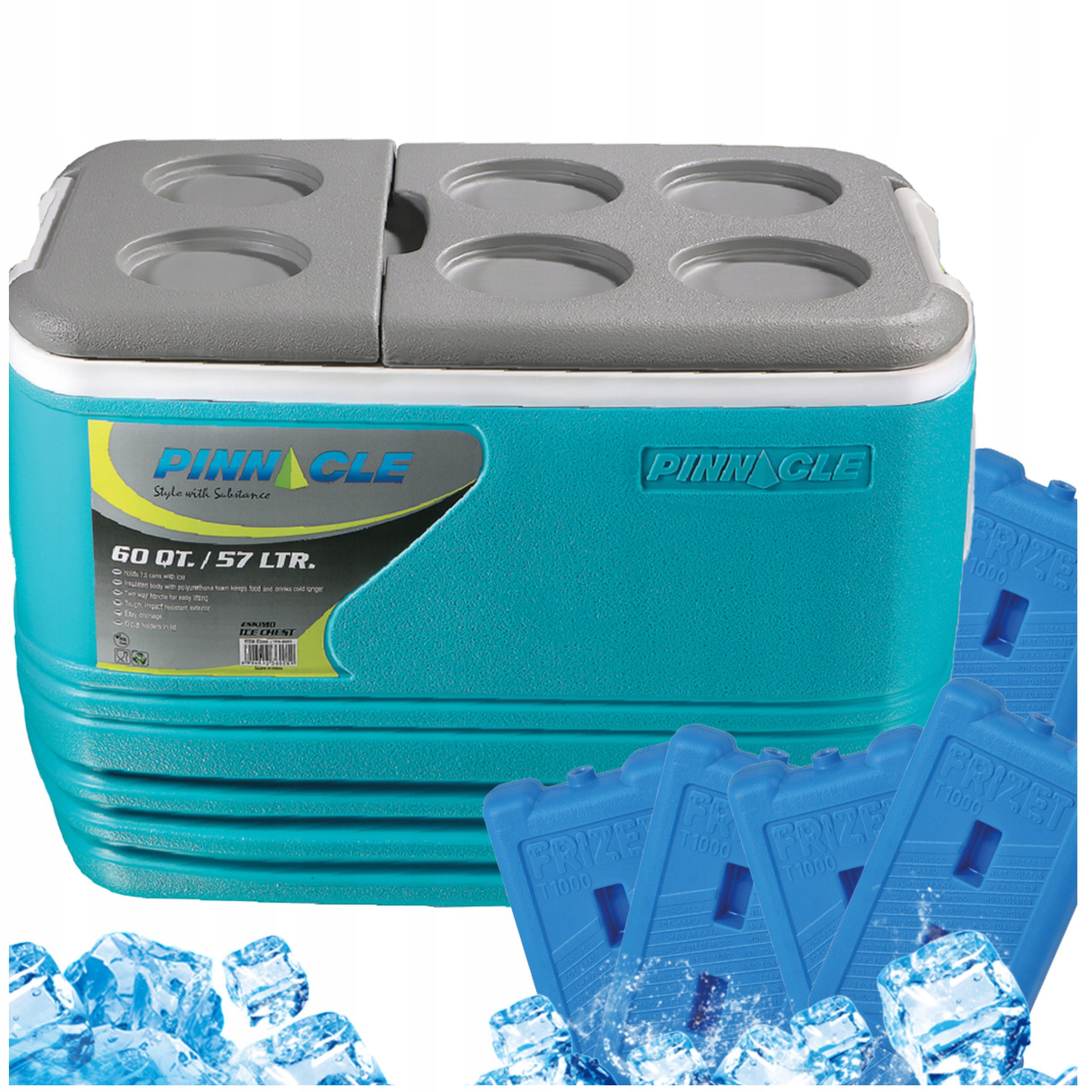 Kempingová lednička Pinnacle Tpx 6005 57L modrá 6 mrazicích vložek 1L