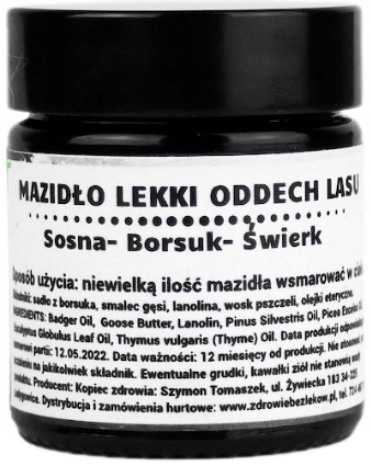 

Mazidło Lekki Oddech Lasu sadło z borsuka olejki
