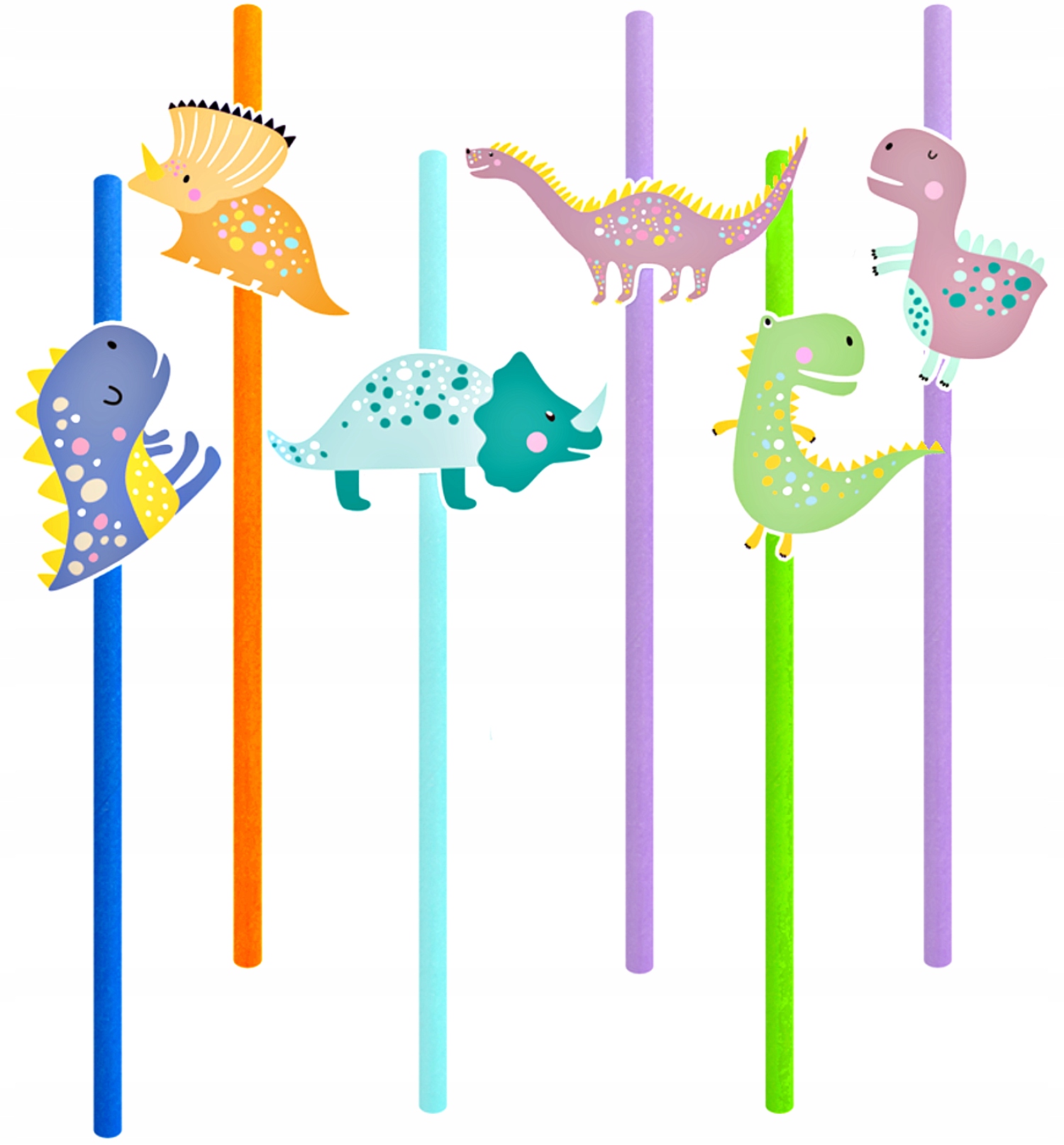 SŁOMKA DO PICIA RURKA DINOZAUR 6 SZTUK-0794