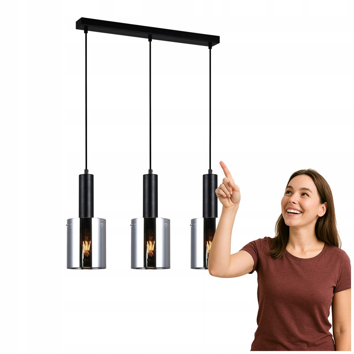 Závesná lampa Sardo PND-5581-3-BK+SG Italux