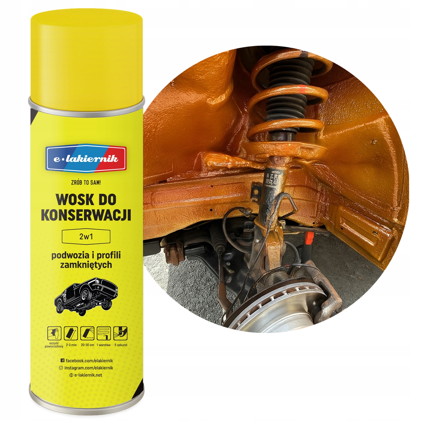 Wosk do Konserwacji Podwozia i Profili Zamkniętych 2w1 e-lakiernik Spray