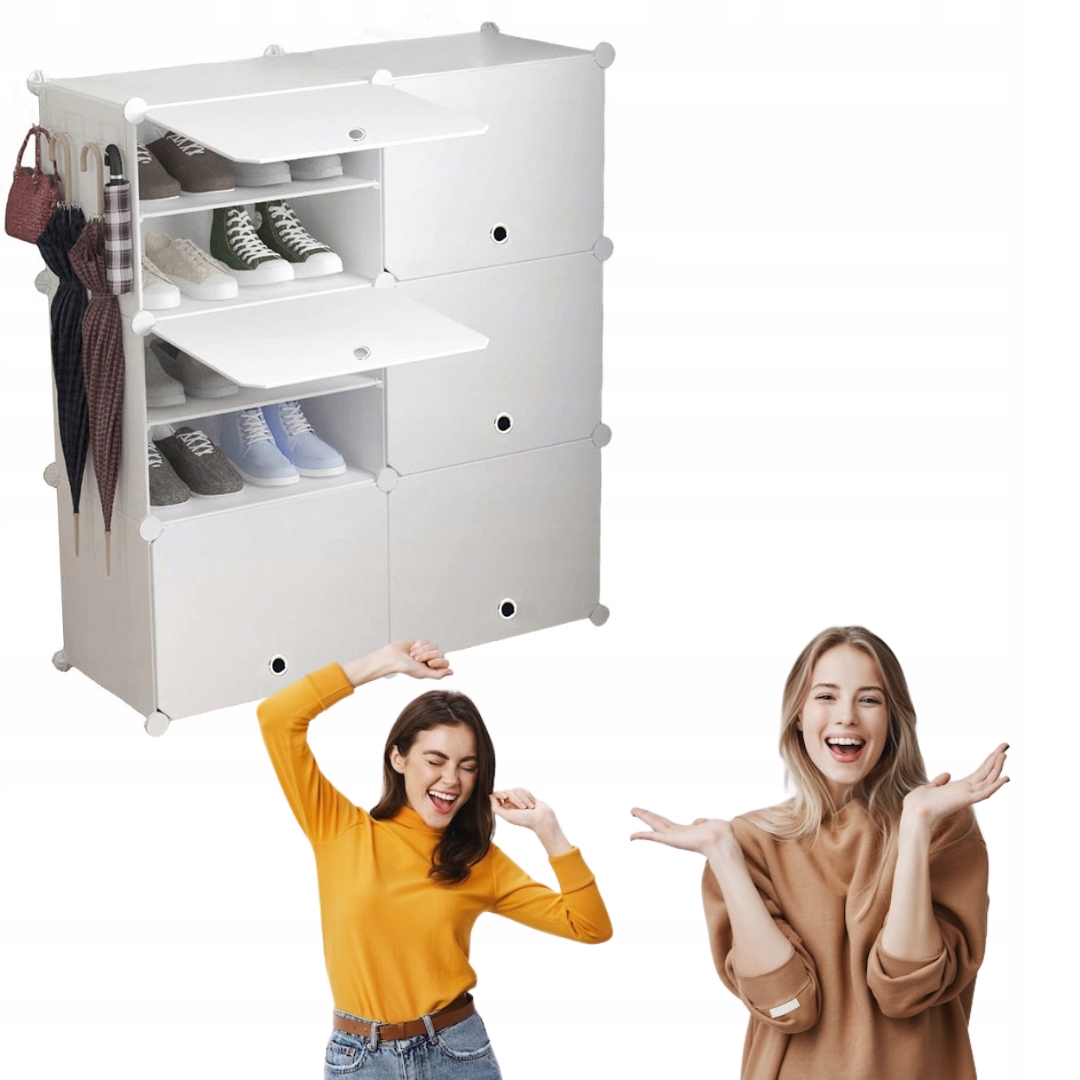 MODUŁOWA Szafka na buty regał na buty 12 poziomów 85 x 96 x 31 cm biały